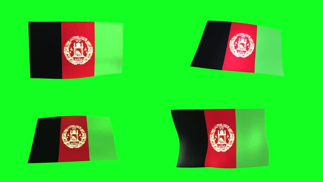 Set Waving flag of Afganistan a on a green screen. 3D animation