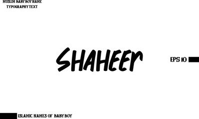 Text Bold Typography of Baby Boy Arabic Name Shaheer