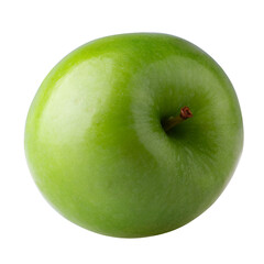 Green apple with green leaf and cut slice with seed isolated on alpha background.