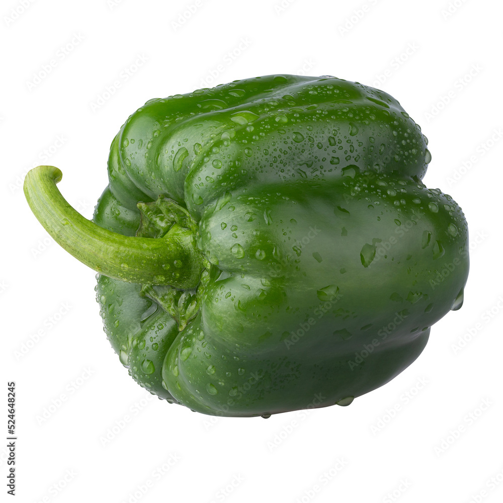 Wall mural water droplets on green bell pepper isolated on alpha background - Wall murals