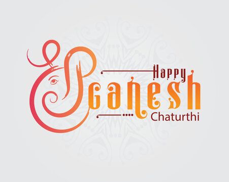 Typography For Festival Of Ganesh Chaturthi.