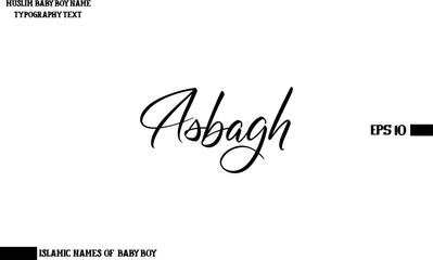 Muslim Men's Name Asbagh Stylish Calligraphy Text  