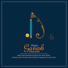 Illustration of Indian Religious Festival Ganesh Chaturthi pencil concept - obrazy, fototapety, plakaty