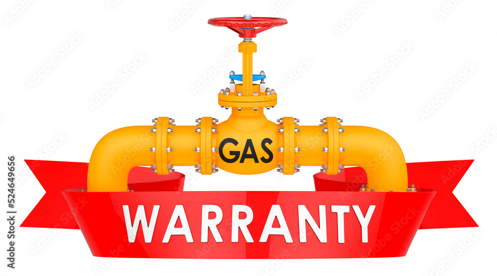 Poster gas pipeline warranty, concept. 3d rendering