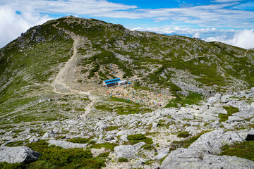 Mt. Kiso Komagatake tent site summit  Japan's Hundred Famous Mountains.  Nagano Japan Mountain lodge