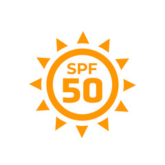 SPF 50 icon with a sun, UV protection