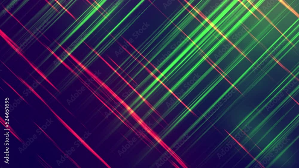 Poster abstract animation motion design with beautiful diagonal geometric red-green flying luminous stripes