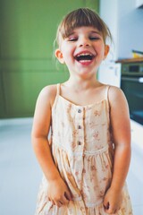 portrait of a little child in a dress in ruse bulgaria 