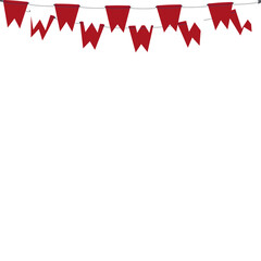 Obraz premium Red White Flag Hanging Banner Rope Burlap Bunting