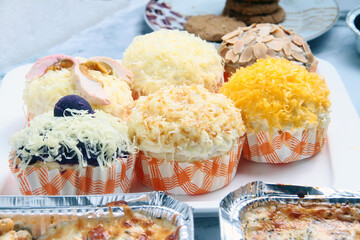 Freshly baked assorted flavored Ensaymada