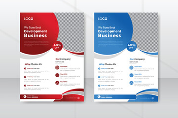 Corporate Business Flyer Design. Modern Bright Flyer Concept with Dynamic Line Shapes.