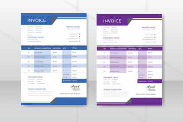 Corporate minimalist Invoice template design for  marketing agency