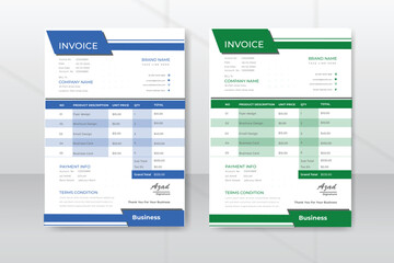 Fototapeta na wymiar Corporate minimalist Invoice template design for marketing agency