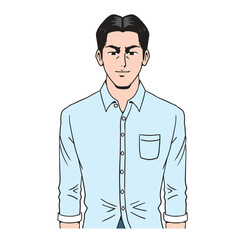 アメコミタッチの日本人正面