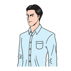 アメコミタッチの日本人正面斜め