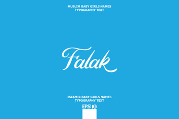 Falak Arabic Girl Name Text Lettering Vector Sign on Blue Background