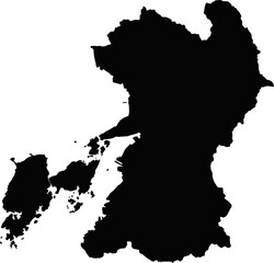 Silhouette of Japan country map,map of kumamoto