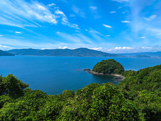 山口県下松市、笠戸島の外史公園から山口県周南市、太華山方面を撮影(八月)