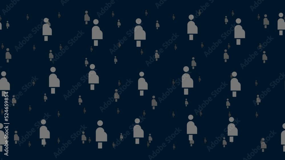 Poster pregnant woman symbols float horizontally from left to right. parallax fly effect. floating symbols 