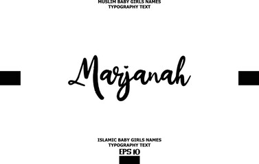 Marjanah Muslim Female Name Vector Cursive Text Design