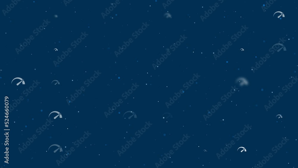 Poster template animation of evenly spaced tachometer symbols of different sizes and opacity. animation of 
