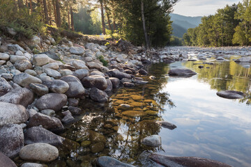 big white stones in the river