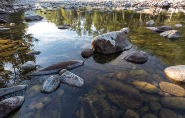 big white stones in the river