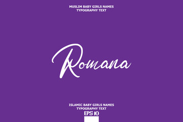 Arabian Girl Name Romana Text Typeface Element