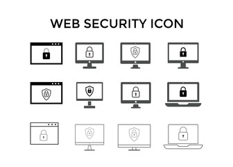 Fototapeta premium Web security icons. Website security shield protection icon symbol 