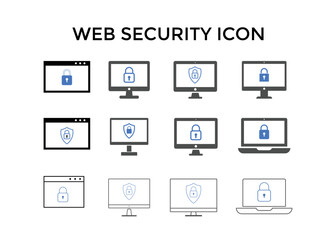 Web security icons. Website security shield protection icon symbol colorful
