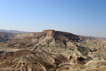Mountains and rocks in the Judean Desert in the territory of Israel.