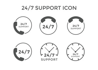 Set of 24/7 support icons Vector illustration. support symbol for website or company. 
