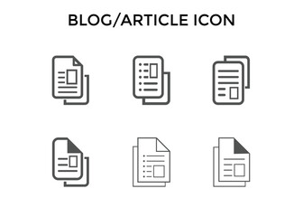 Set of blog, article icons Vector illustration. Blogging icon symbol for SEO, Website and mobile apps.
