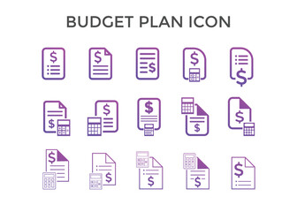 Set of budget plan icons Vector illustration. budget plan symbol for SEO, Website and mobile apps gradient color
