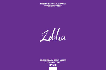Baby Girl Islamic Name Zohha Stylish Typography Text