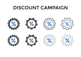 Set of Discount campaign icons Vector illustration. Discount campaign sign symbol for e commerce and website colorful
