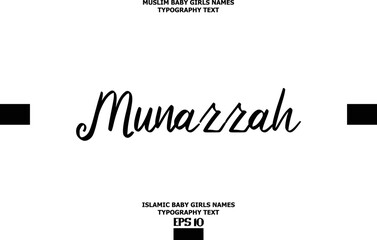 Muslim Female Name Munazzah Vector Cursive Text Design