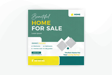 Obraz premium Modern beautiful real estate home sale property social media post banner template design
