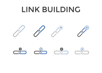 Set of Link Building icon vector illustrations. Used for SEO or websites. colorful icon

