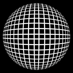 Sphere  illustrations abstract beautiful balls with square grid patterns, 3D globes design concept,logo collection, on glow neon color isolated on black background with clipping path.