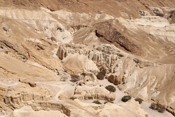 Fototapeta premium Mountains and rocks in the Judean Desert in the territory of Israel.