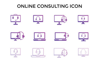 Set of online consulting icons. Used for SEO and web design. gradient
