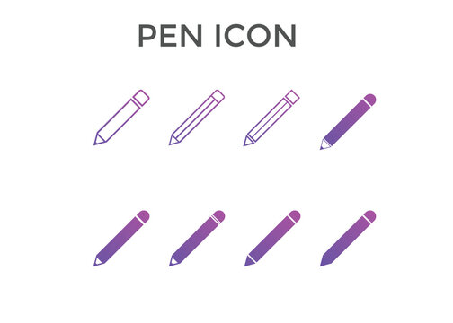 Set of Pen, pencil icons. Drawing tools icon set gradient color