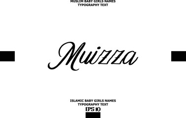 Muslim Female Name Muizza Vector Cursive Text Design