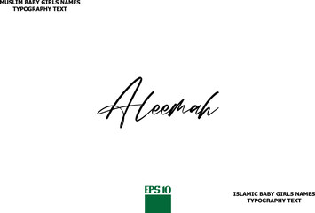 Arabic Girl Name Aleemah Text Lettering Vector Sign