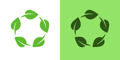 Leaf circular reuse green energy flat icons design vector. Power ecology sustainability symbol illustration.