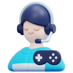 gamer 3d render icon illustration
