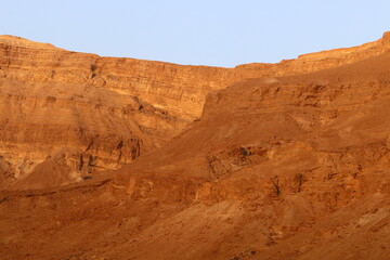 Mountains and rocks in the Judean Desert in the territory of Israel.