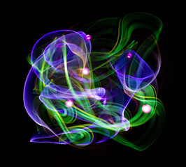 colored lights forming an abstract light art pattern.