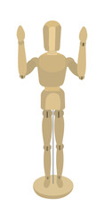 Wooden drawing mannequin that praying isolated on white background.